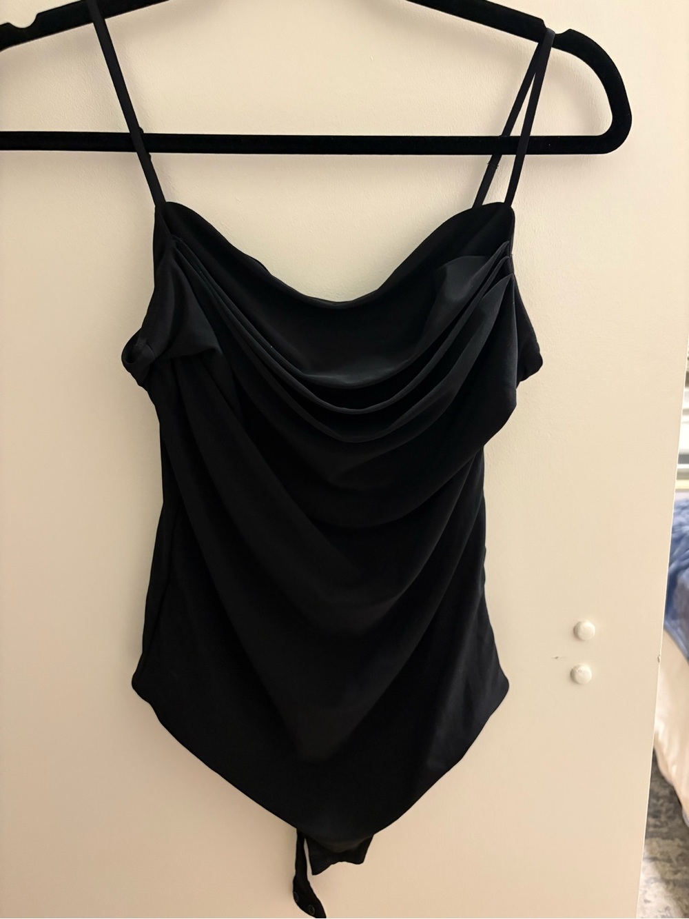 Aritzia Black Draped Cowl Neck Bodysuit